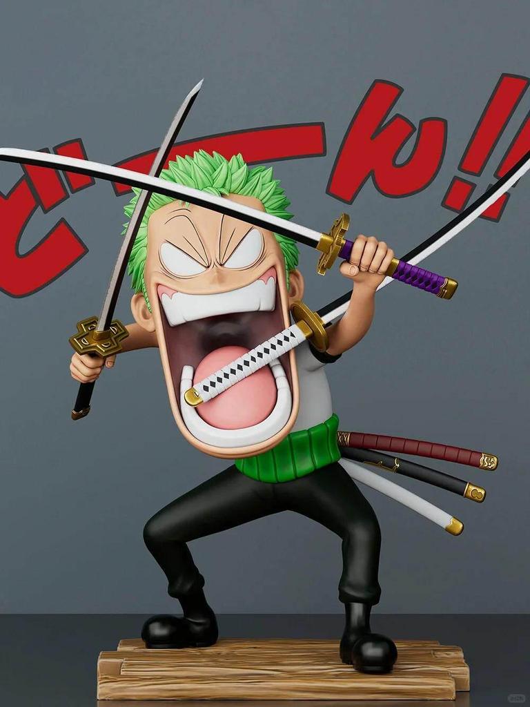 One Piece Q Version Sitting Pose Luffy, Zoro, Sanji Figures - Trendy Play Doll Model Toy Ornament