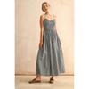 Women's Spaghetti Strap Sleeveless Gingham Print A Line Mid Waist Vintage Maxi Dress Sundress