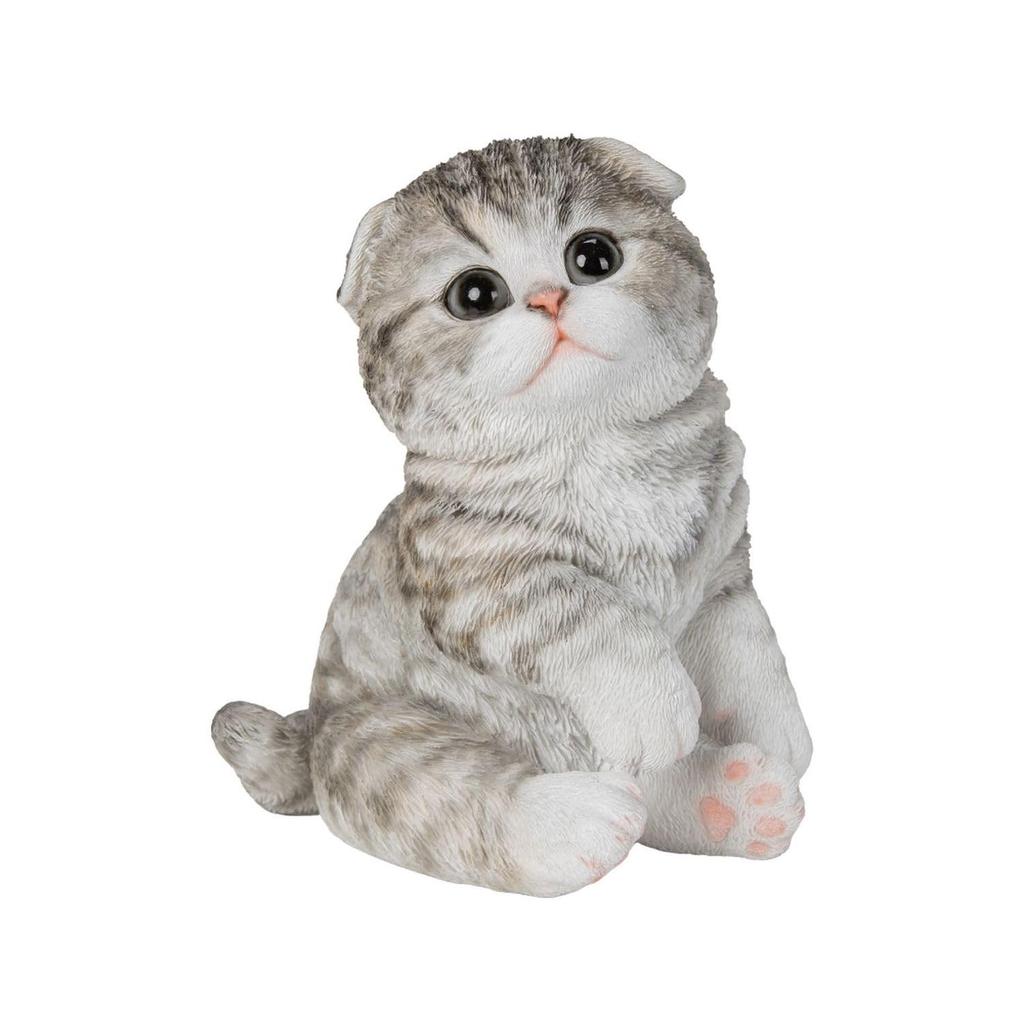 Ubia Scottish Fold Cat Sitting Cat with Drop Ears, Gray, 14 x 10.5 x 16 cm, Figurine, Animal, Garden Decoration, Cat, H24085-1