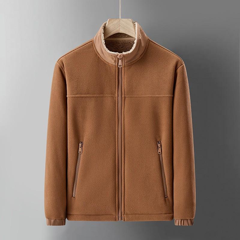 Warm Fleece Jacket Men Women Winter Outdoor Sport Lightweight Solid Color Full Zip Hoodless