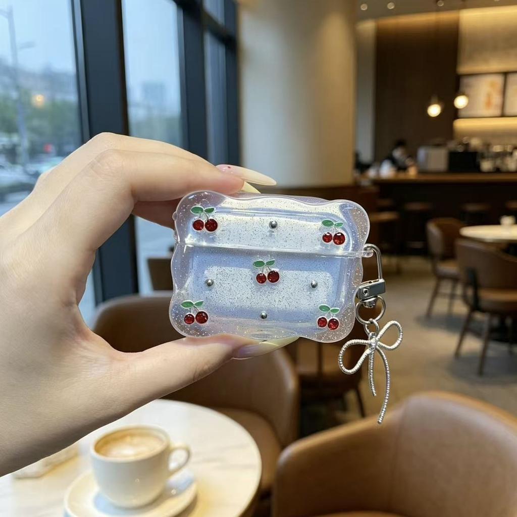 The new Epoxy red cherry earphone case is suitable for Apple AirPods 1 protective case AirPods pro1 earphone case