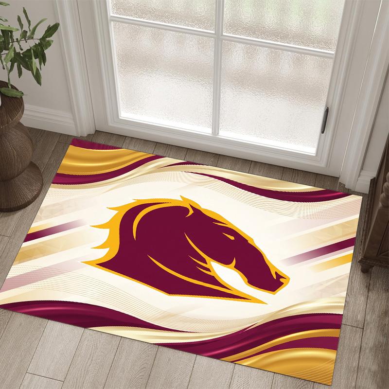 Brisbane Broncos Design Crystal Velvet Carpet Cozy Non?Slip Printed Rug For Bedroom Living Room Entrance