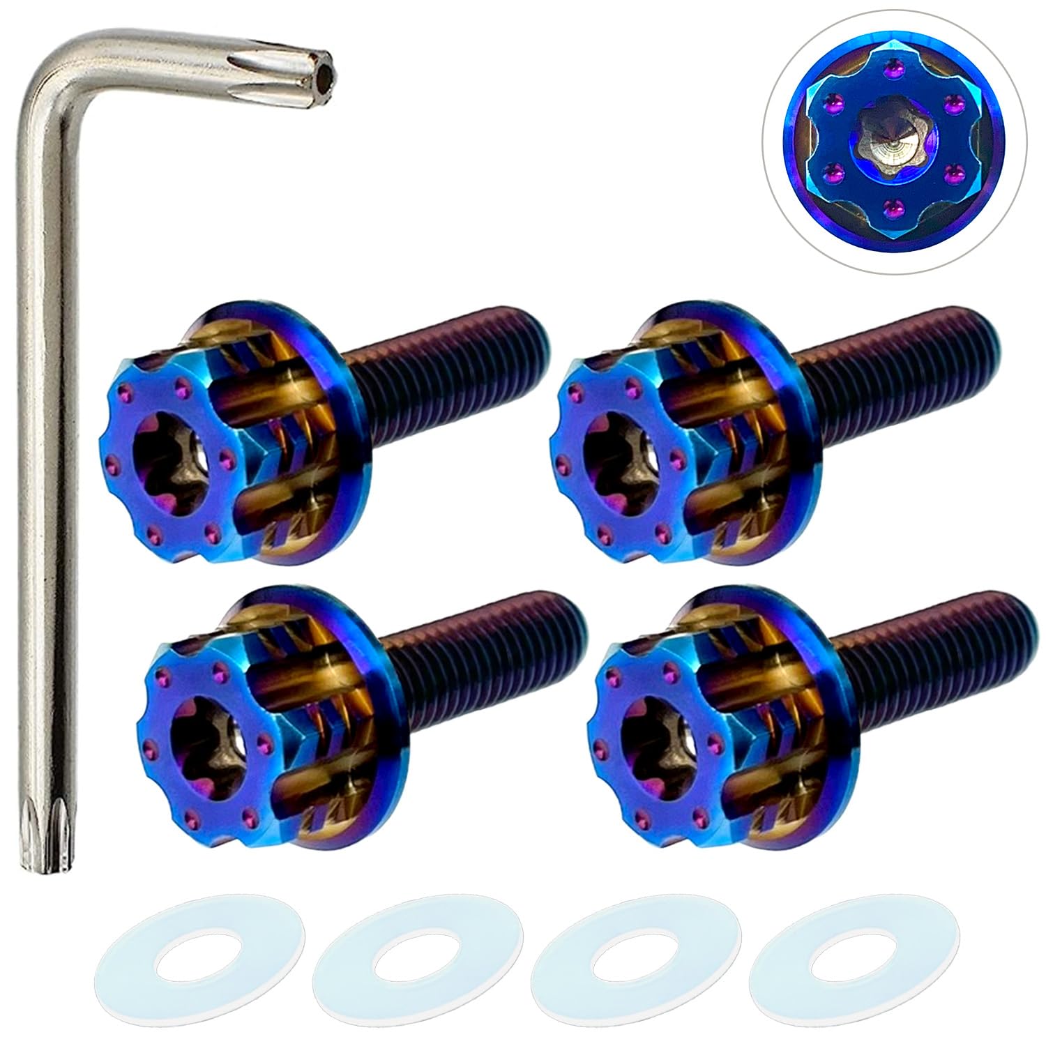 

RENPA Titanium Alloy License Plate Bolt Wild Design Vehicle Inspection Compatible (BURNT BLUE Bolt Length 1.0 inch (25 mm) Bolt length 25mm синий