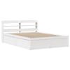 VidaXL Bed Frame with Headboard White 135x190 Cm Solid Pine Wood, Bedroom Furniture, Slatted Base, Wooden Bed, 3307099