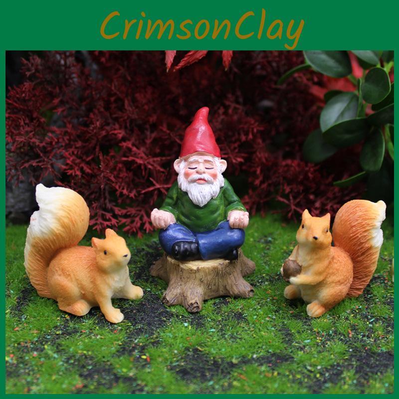 Micro Scene Resin Ornament Dwarf And Squirrel For Garden Decor Display Indoor