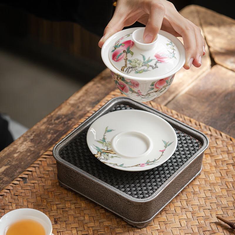 Dehua White Porcelain Nine Peaches Gaiwan