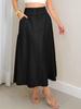 Women's Elegant Casual A-line Skirts with Pockets and Buttons - Mid-length Cargo Design