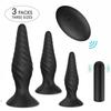 Black Silicone Butt Plug Set Wireless  Anal Training  Vibrating Butt Plugs