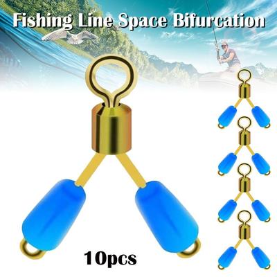 5PCS New Tying Tool Swivel Eight Type Double Hooks Contactor Device Fishing Line Space Bifurcation