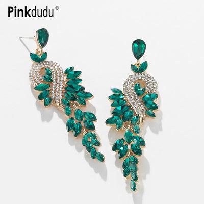 Fashion Exaggeration Alloy Rhinestone Earrings Geometry Long Drop Earrings for Women Jewelry Gifts PD899