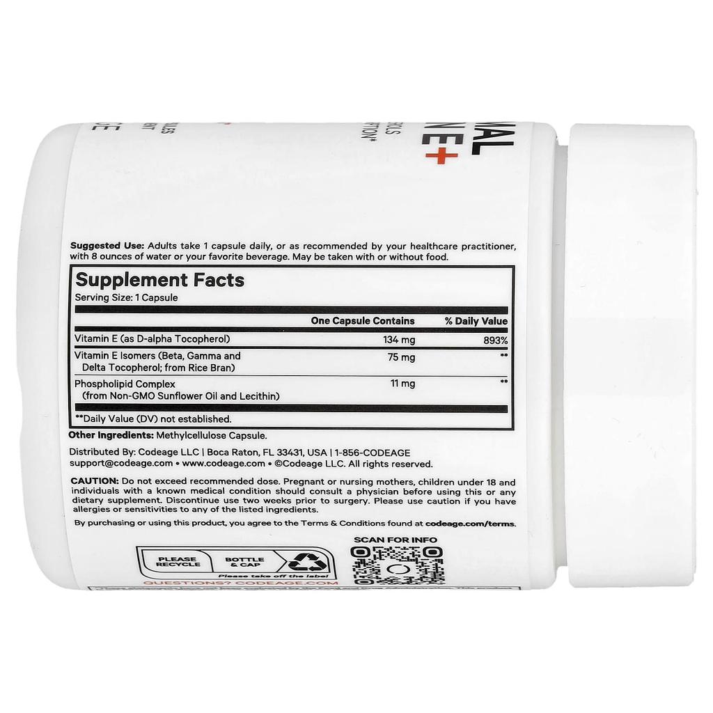 Liposomal Vitamin E+, Mixed Tocopherols, 90 Capsules