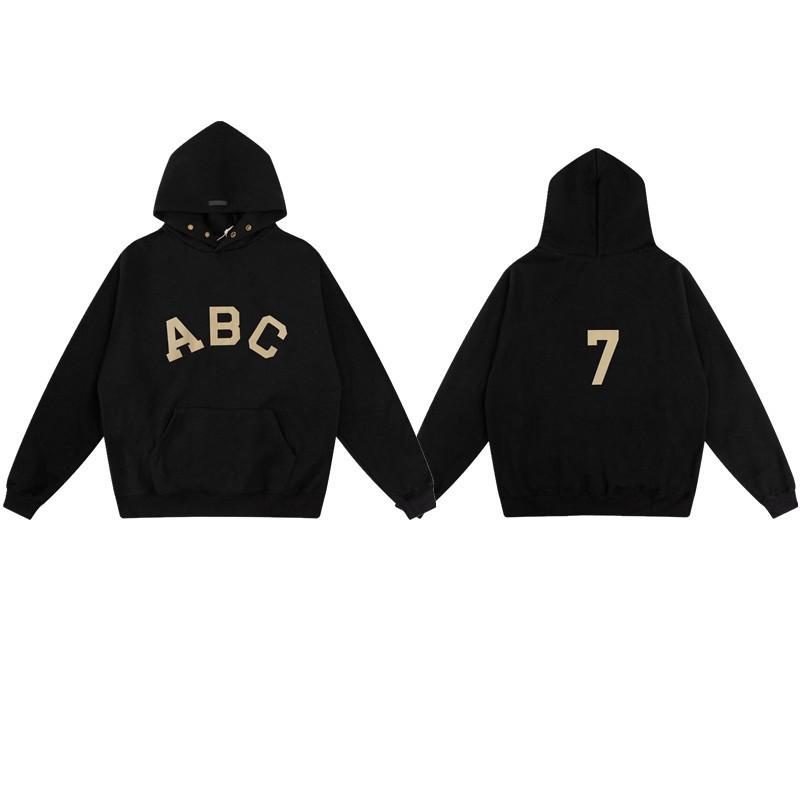 Unisex Oversized Hooded Sweatshirt With Flock Letter Print Soft Cotton Blend Warm Lined