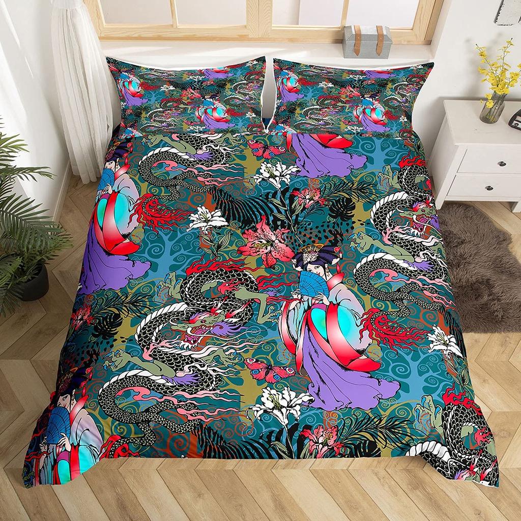 Chinese Style Duvet Cover Sets for Kids Teens Adults Lightweight Quilt Covers Chinese Culture Bedding Set Bedroom Decor No Quilt