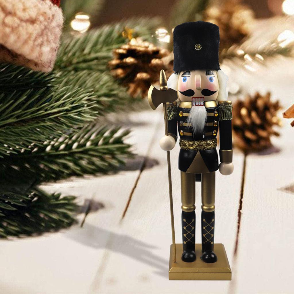 Stylish  Wooden Nutcracker Figure Ornament Lovely  Cartoon Chirstmas Soldier Decor Ornaments for Home Bedroom Living Room  Ofiic