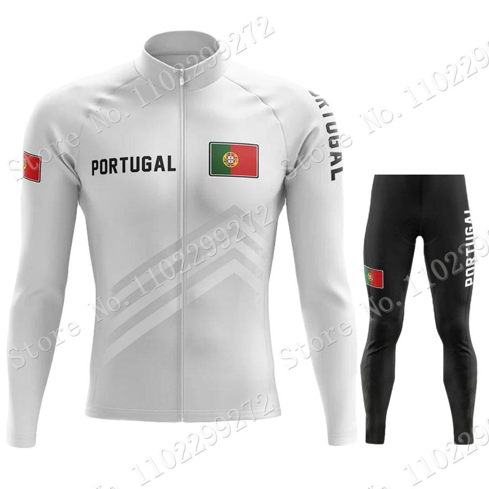 New Portugal National Team Cycling Jersey Set Winter Mens Long Sleeve Clothing Suit MTB Bike Road Pants Bib Ropa Ciclismo