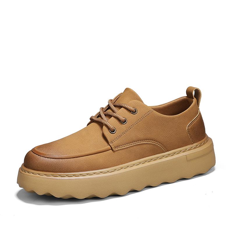 

High quality men s genuine leather casual shoes handmade soles workwear shoes lace up versatile men s Oxford shoes 44 коричневый