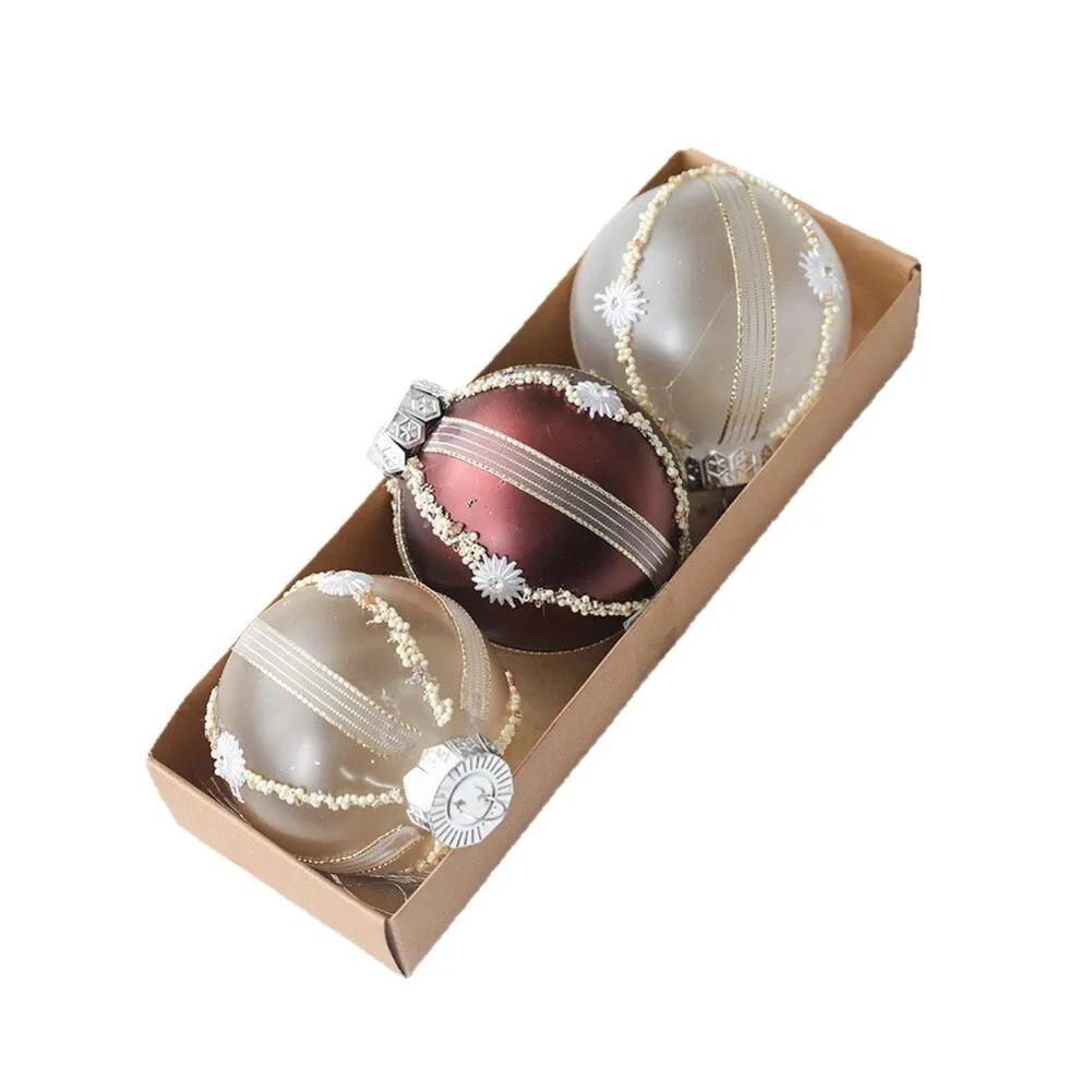 

3pcs 8cm Christmas Balls Christmas Tree Hanging Decoration Ornaments Christmas Party Decorations Supply
