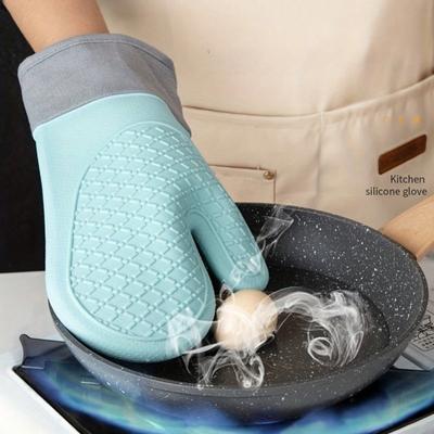 1Pc Silicone Heat-resistant Oven Glove, Easy To Clean Oven Gloves, High-temperature Heat-resistant Gloves for Kitchen Baking