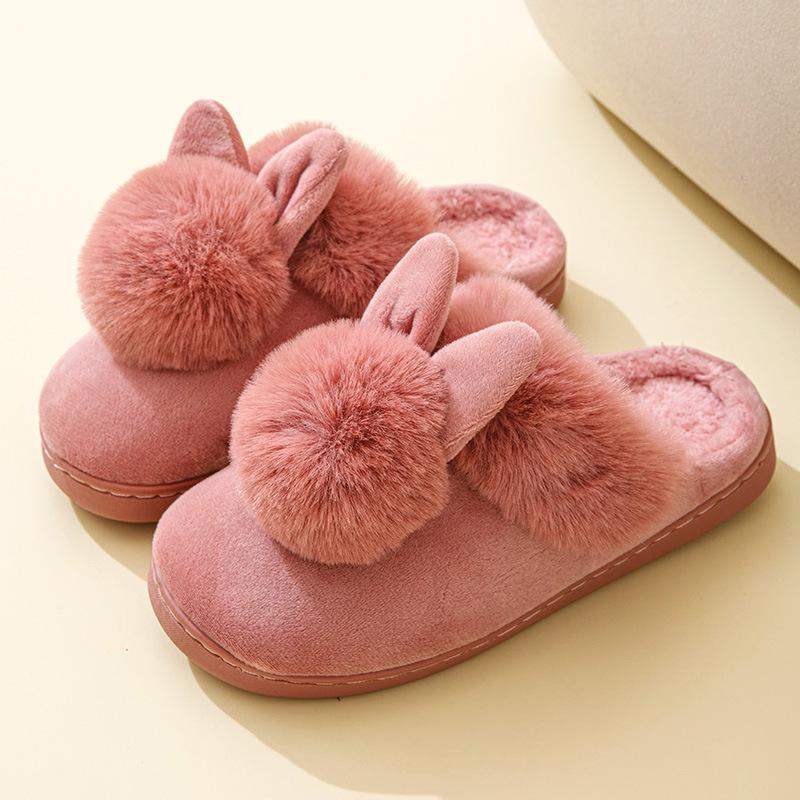 Rabbit Warm Cotton Slippers - Unisex Non-slip Korean Style, Perfect for Autumn/Winter