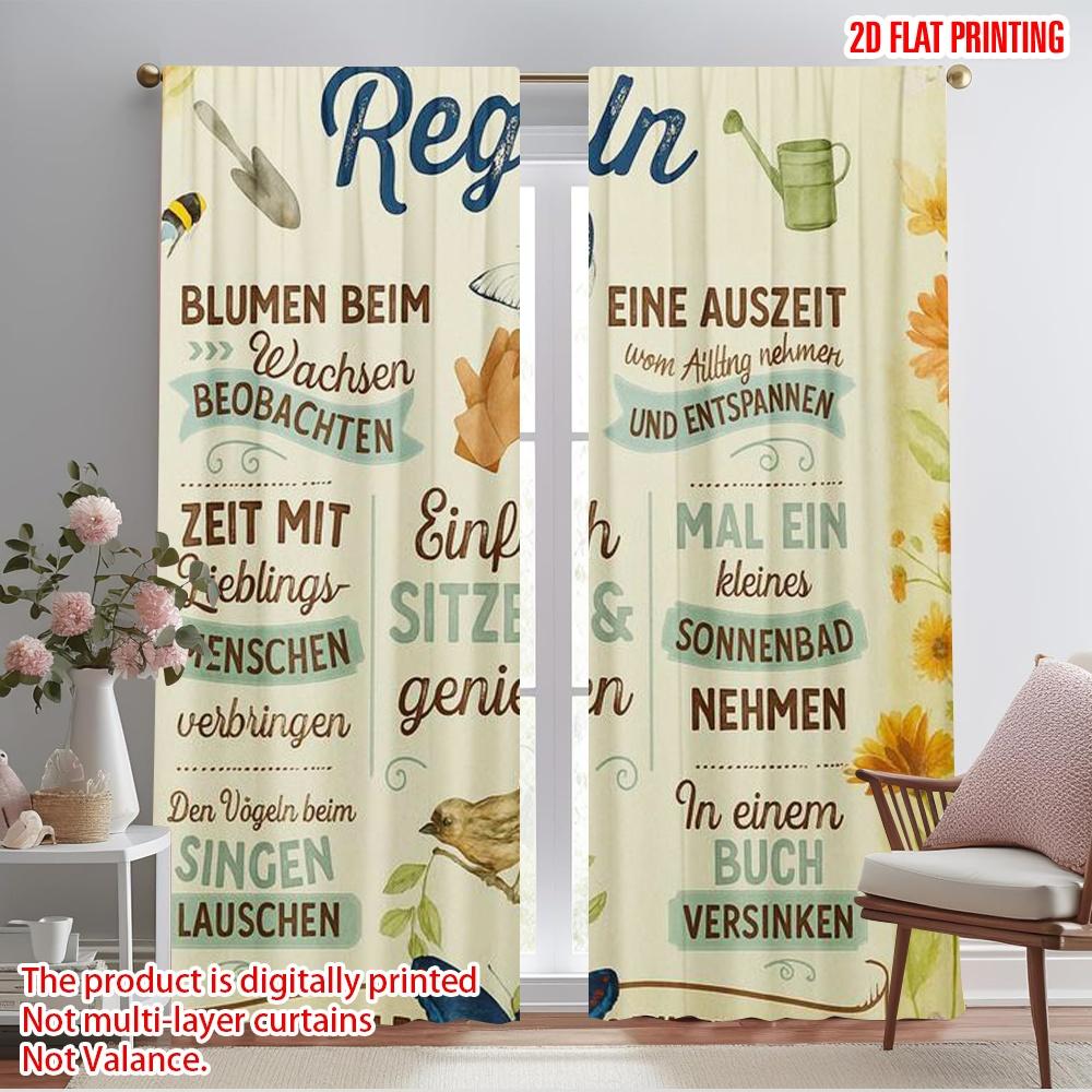 

2pcs,2D plane printing Curtain Fabric Garden Wisdom 100% Polyester (without rod) All Seasons Ldeal for Bedroom Living Room 52.50×116.00 CM 2pcs
