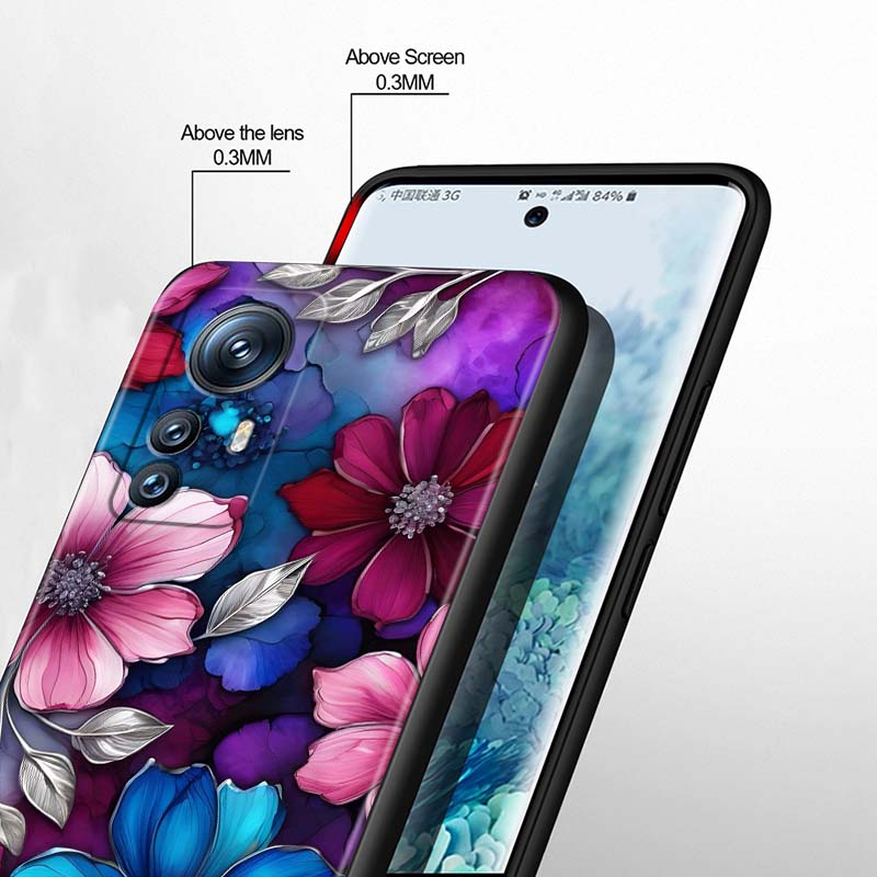 Butterfly flower pattern For Xiaomi Mi 15 14 13 13T 12 12T 12S 11 11i 11T Pro Ultra Lite 5G Black Soft Phone Case