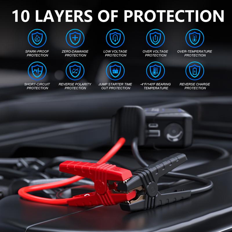 Portable Car Jump Starter&Tire Inflator 4-IN-1 Battery Starter 12V Powerful Professional 4000A Auto Booster Splitter Universal