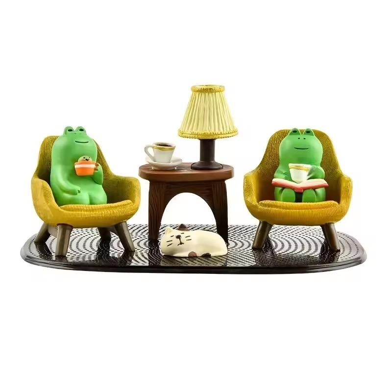 Home Decorations Cute Frog Rocking Chair Miniature Frog Figurines Animal Cat Ornaments for Japanese ZAKKA Frog Figurines