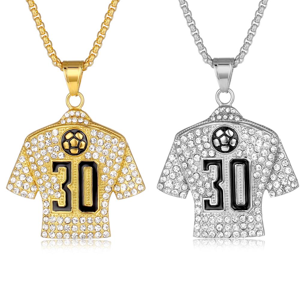 Pendant New Hip Hop Hiphop Jewelry Football Epoxy No. 30 Jersey Necklace