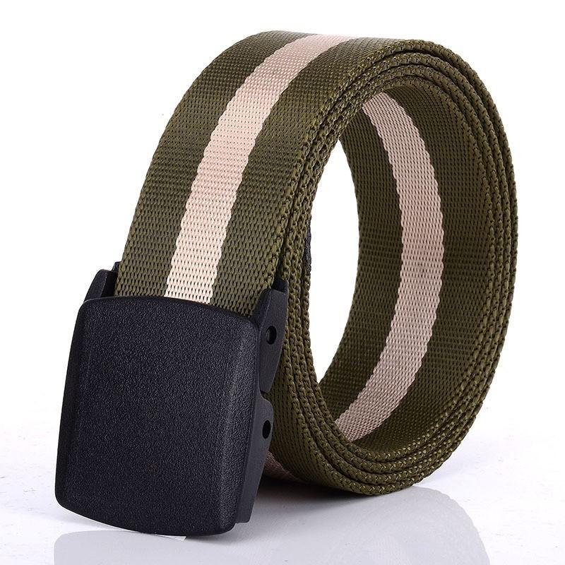 TUSHI Classic Ykk Plastic Buckle High-strength Nylon Elegant Stripe Men Women Canvas Knitted Belt