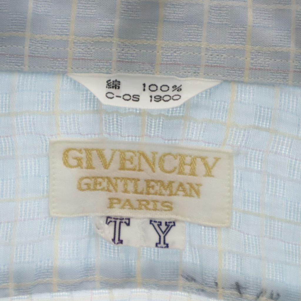 GIVENCHY gentleman Check Pattern Long sleeve shirt Blue GENTLEMAN PARIS Men's Used