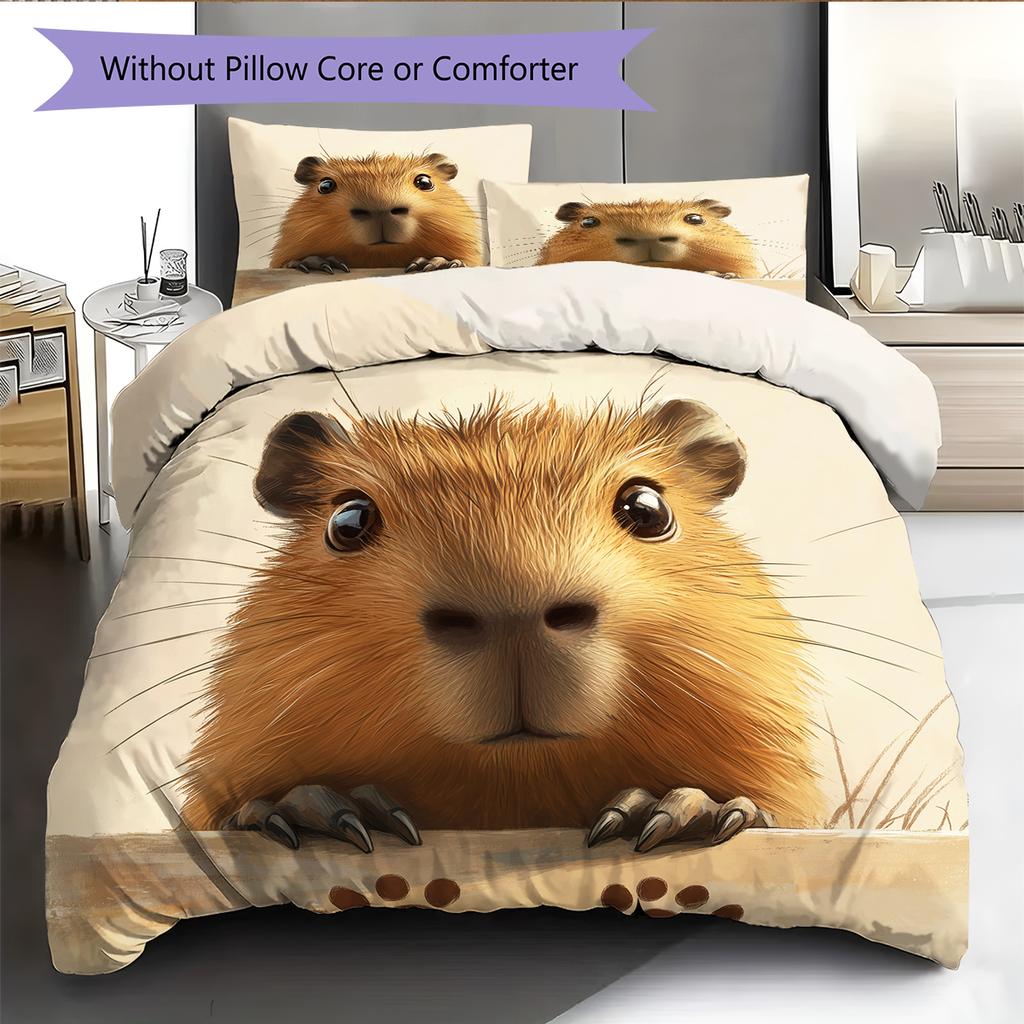 Povlečení s kapybarami Domácí dekorace Narozeninový dárek (1 * povlak na peřinu + 2 * povlak na polštář, bez jádra)