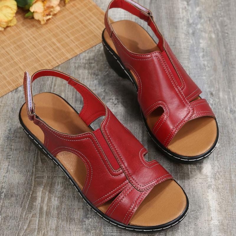 

Летние новые сандалии для Европы и США 2025 года, повседневные римские сандалии с открытым носком большого размера 42 красный