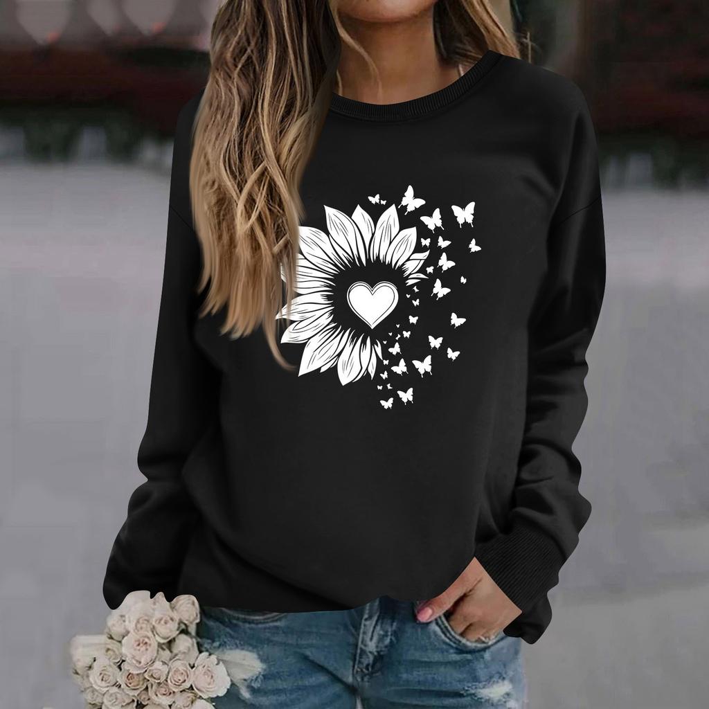 Modă Femei Casual Mânecă Lungă Culoare Solidă Imprimat Gât Rotund Top Hanorac