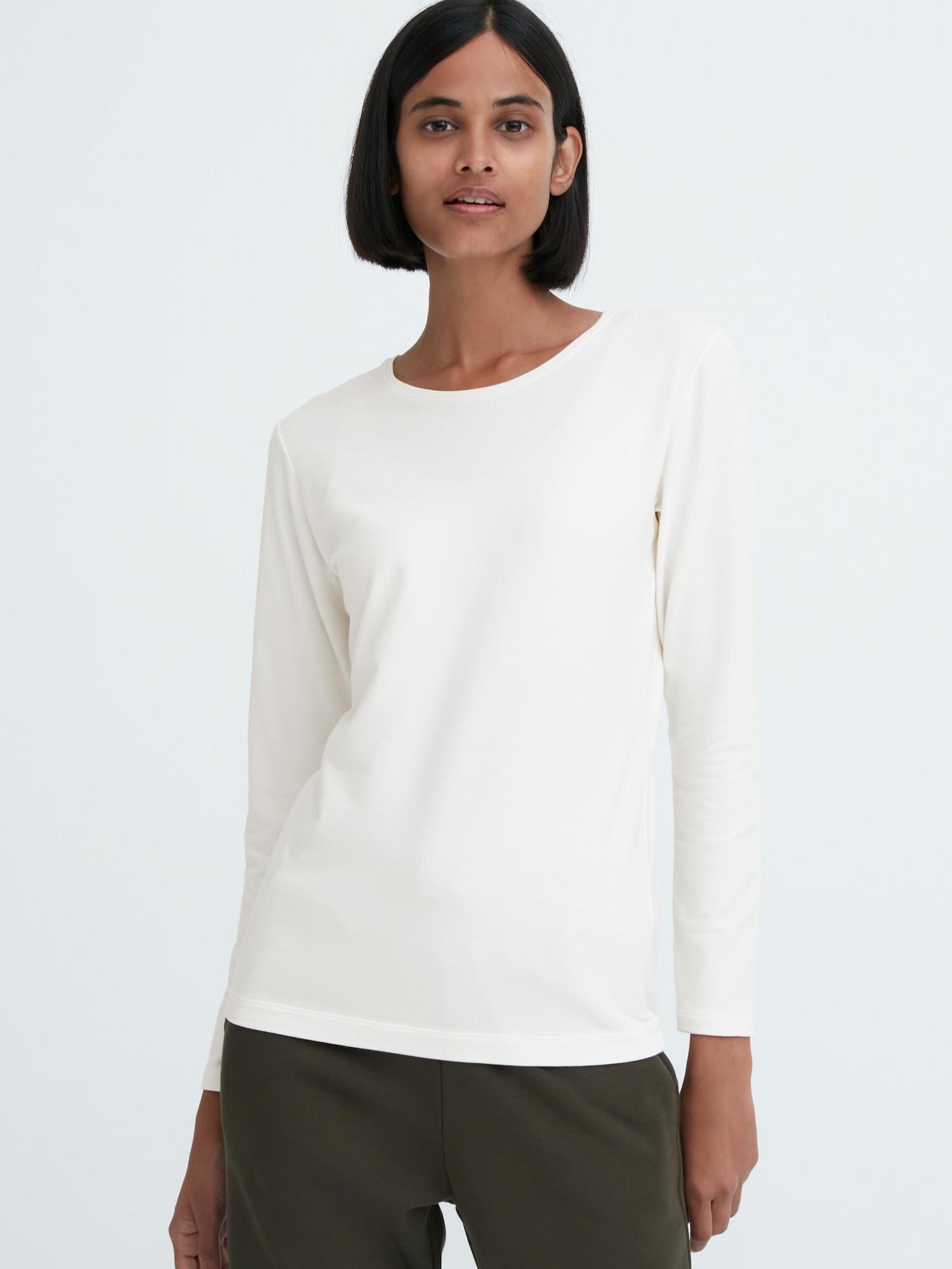 

Футболка с круглым вырезом Uniqlo Japan HeatTech CoTTon, очень теплая, с длинным рукавом 01 OFF WHITE/XS