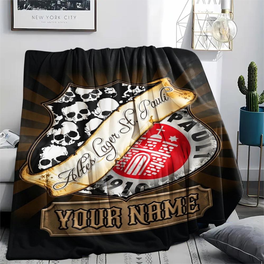 1PC Custom Name St. Pauli Patterned Flannel Blanket Suitable For All Seasons for Home Decor Warmth and Comfort Gifts Holiday Present_lx