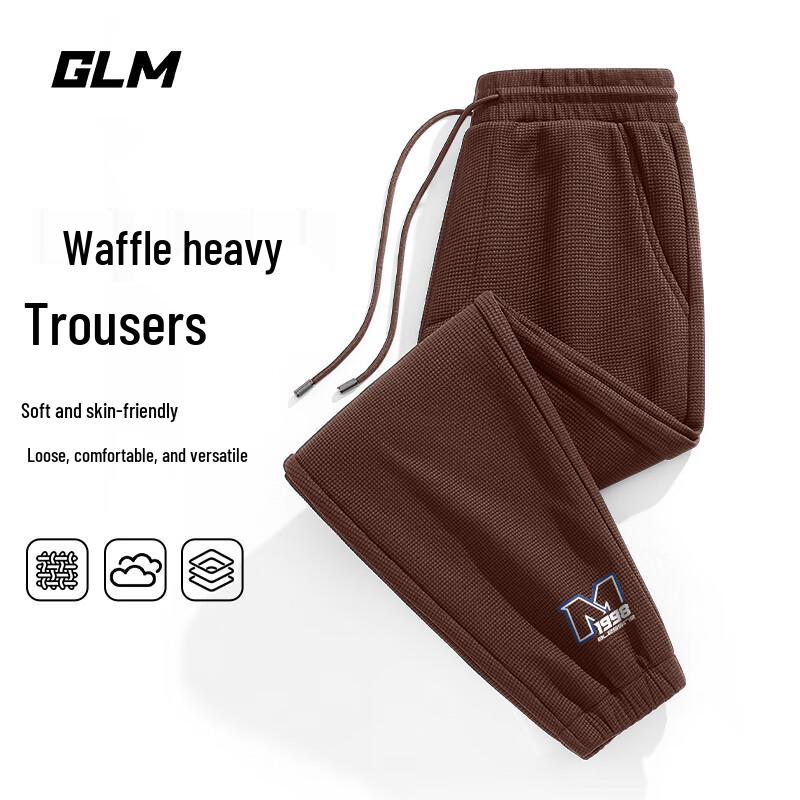 GLM Men's Waffle Knit Loose Fit Jogger Pants