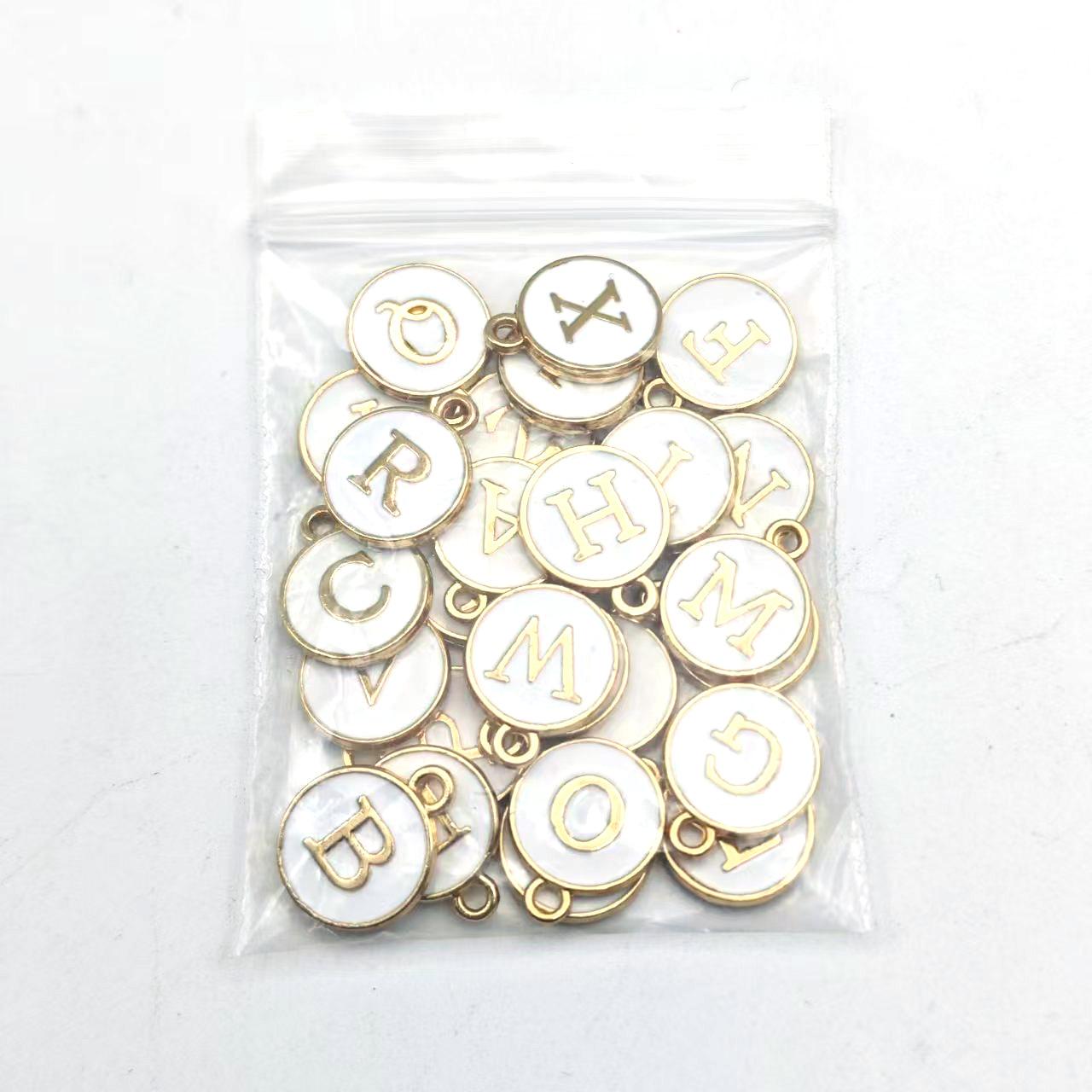 

26-Piece A-Z Double-Sided Oil Drop English Letter Pendants for DIY Jewelry & Bracelets