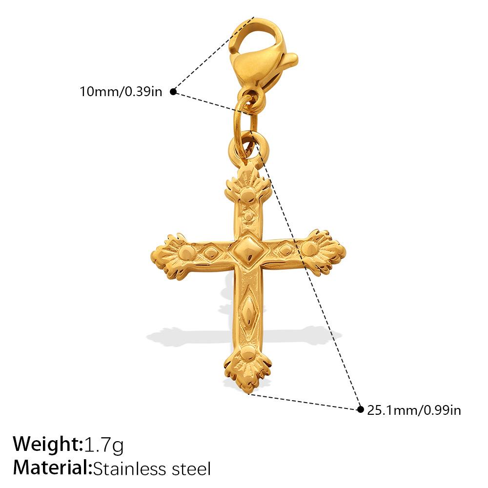 Personalized Retro Style Engraved Three-Dimensional Cross Series Lobster Buckle Pendant Stainless Steel Gold Diy Accessories