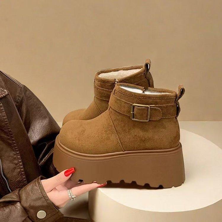 Muffin thick-soled snow boots shoes piled and thickened Northeast cotton boots warm short boots