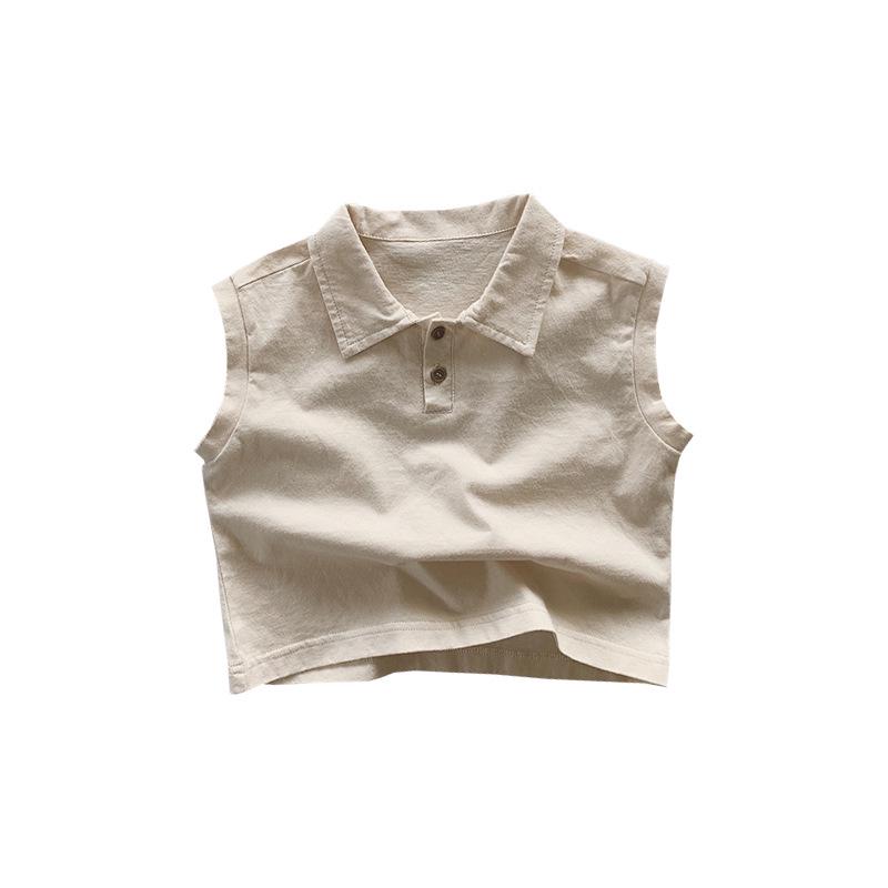 2025 Summer Korean Style Cotton Sleeveless Vest for Toddlers - Boys & Girls Casual Loose T-shirt
