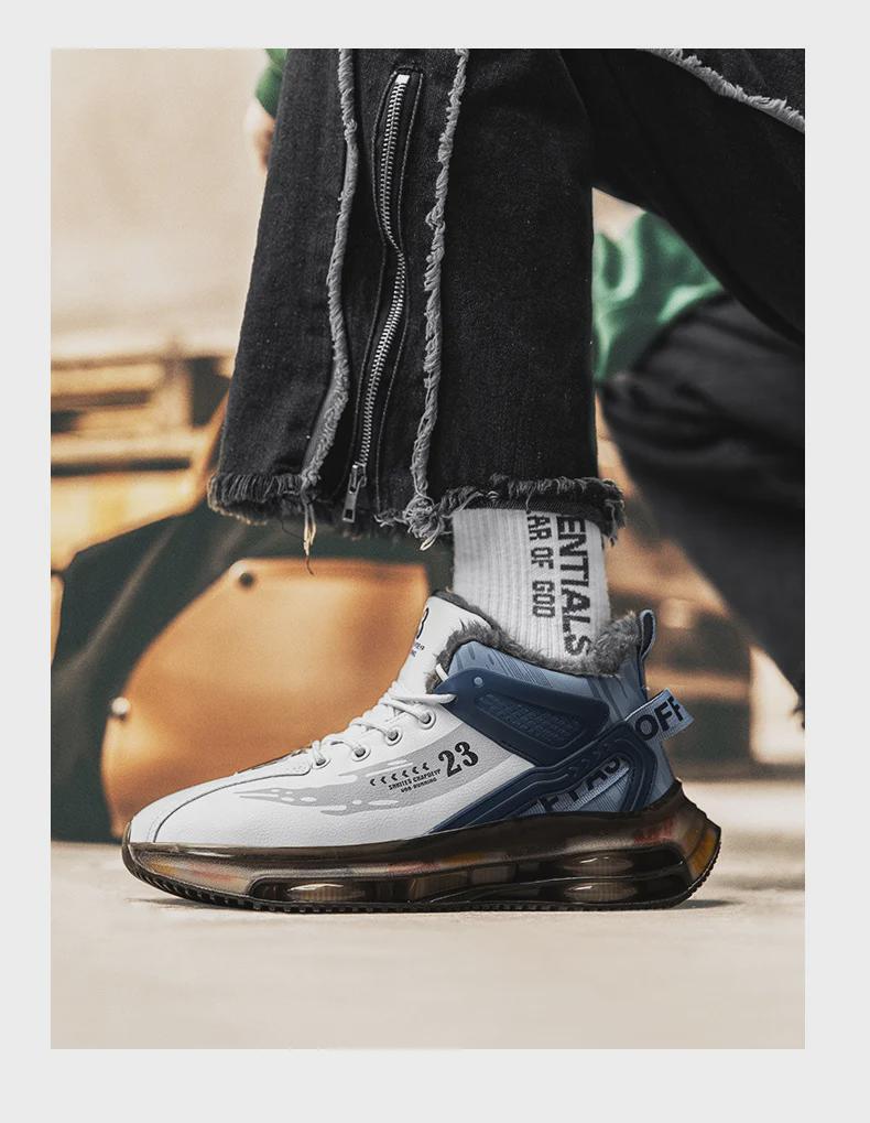 AJ High Top Herren Basketball- und Laufschuhe - Herbst/Winter Leder, Samt gefüttert, Höhenverstärkende Trend-Sneaker