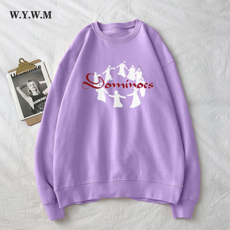 

WYWM Винтажная толстовка с длинным рукавом женская, осень 2023, повседневная мягкая свободная базовая толстовка с круглым вырезом, женская одежда, негабаритный шикарный универсальный пуловер