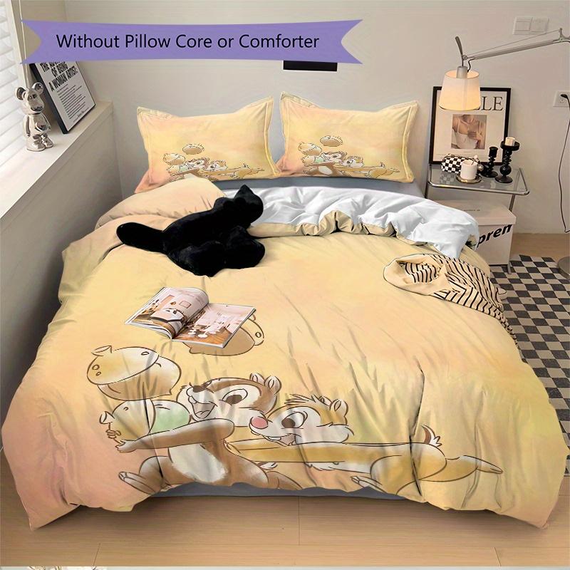 3pcs Charming Chip 'n Dale Acorn Adventure Bedding Set Includes Quilt Cover and Pillowcases, Suitable for All Seasons S009