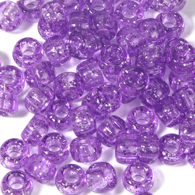 "100 Pcs Large Hole Transparent Frosted Barrel Beads - Colored Onion Powder Plastic Pony Beads for Dreadlocks and Wigs"