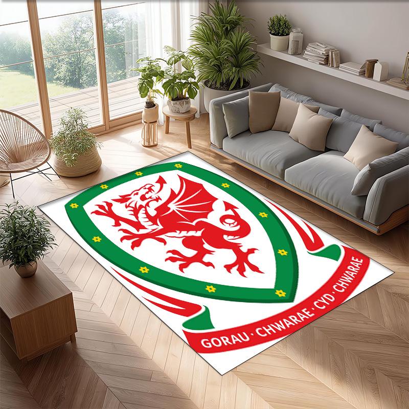 Tappeto in Velluto di Cristallo Rugby Galles Morbido Anti?Tappetino Antiscivolo Comodo per Casa Soggiorno Camera da Letto Tappeto Decorativo