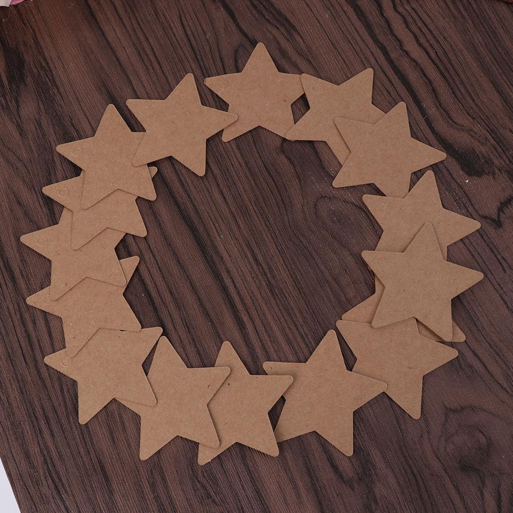 100 Stück Sternform Blanko Kraftpapierkarte Anhänger Etikett Weihnachten Hochzeit Basteln