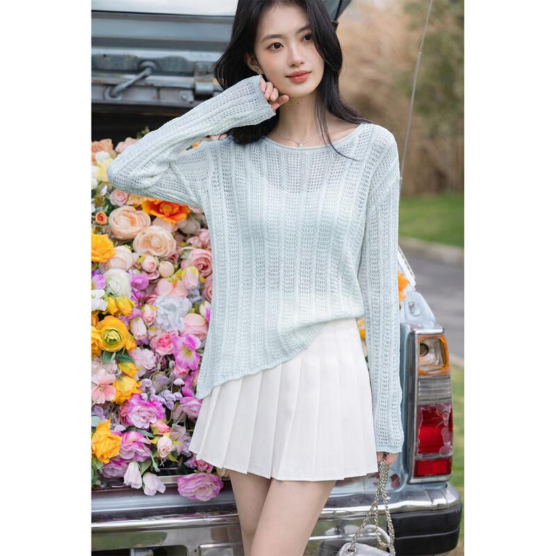 MOKANA Women s Dopamine Hollow-Out Knit Cardigan One Size