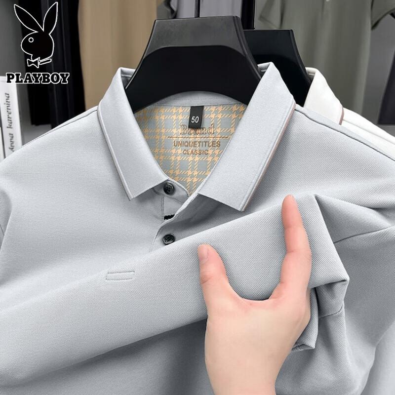 PLAYBOY Men s Breathable Ice Silk Polo Shirt 56/3XL