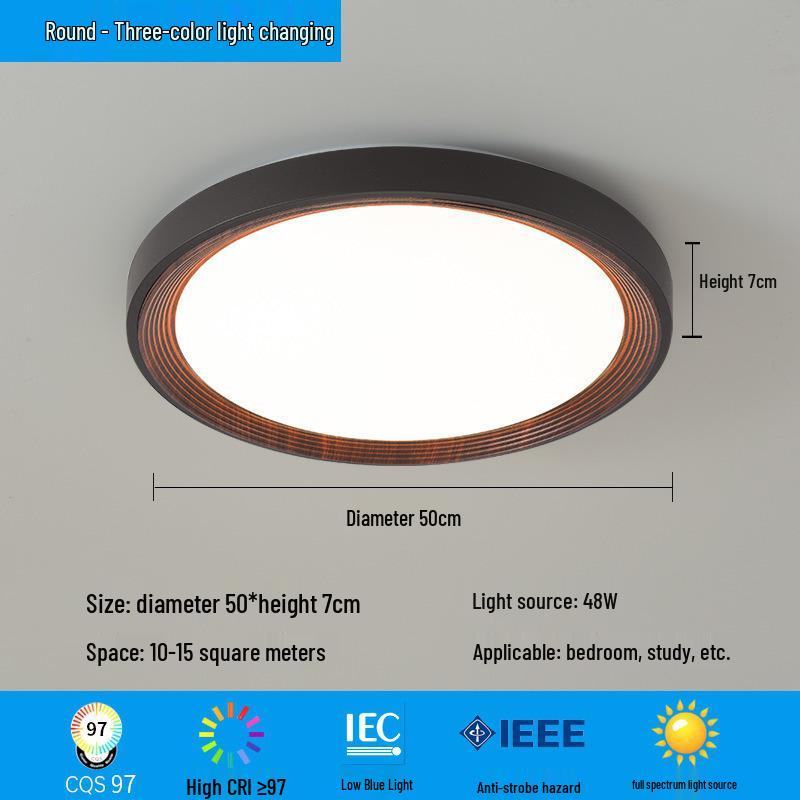 Walnut Wabi-Sabi Ceiling Lamp: Eye-Friendly Full Spectrum Lighting for Living Room, Bedroom, or Study.