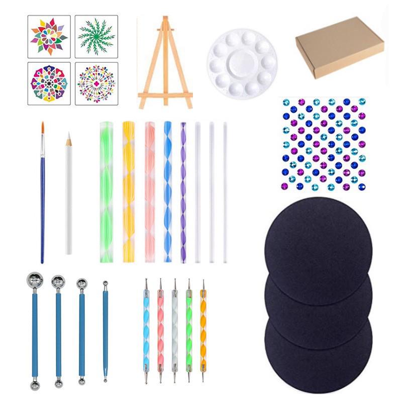 Mandala Grenzüberschreitendes Punktwerkzeug-Set mit Hohlmalvorlagen und bunten Punktierstiften